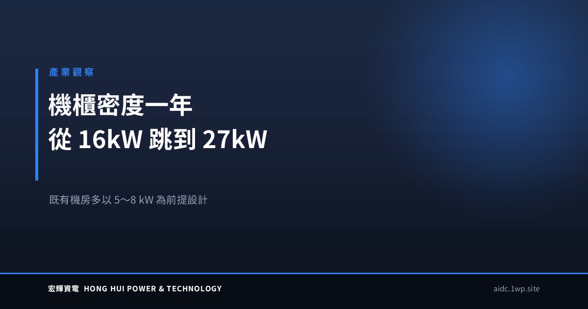 機櫃功率密度一年跳一階：從 16 kW 到 27 kW，我們在現場看到的落差 — 宏輝資電
